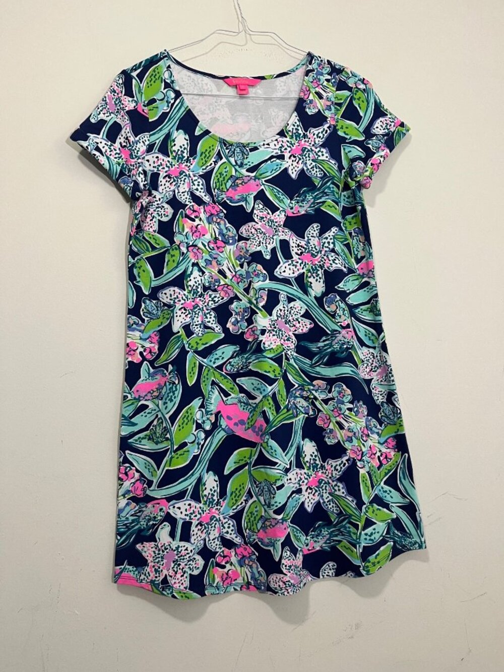 Lilly Pulitzer UPF 50+ Tammy T-Shirt Dress Navy Sway This Way M Preppy Comfort